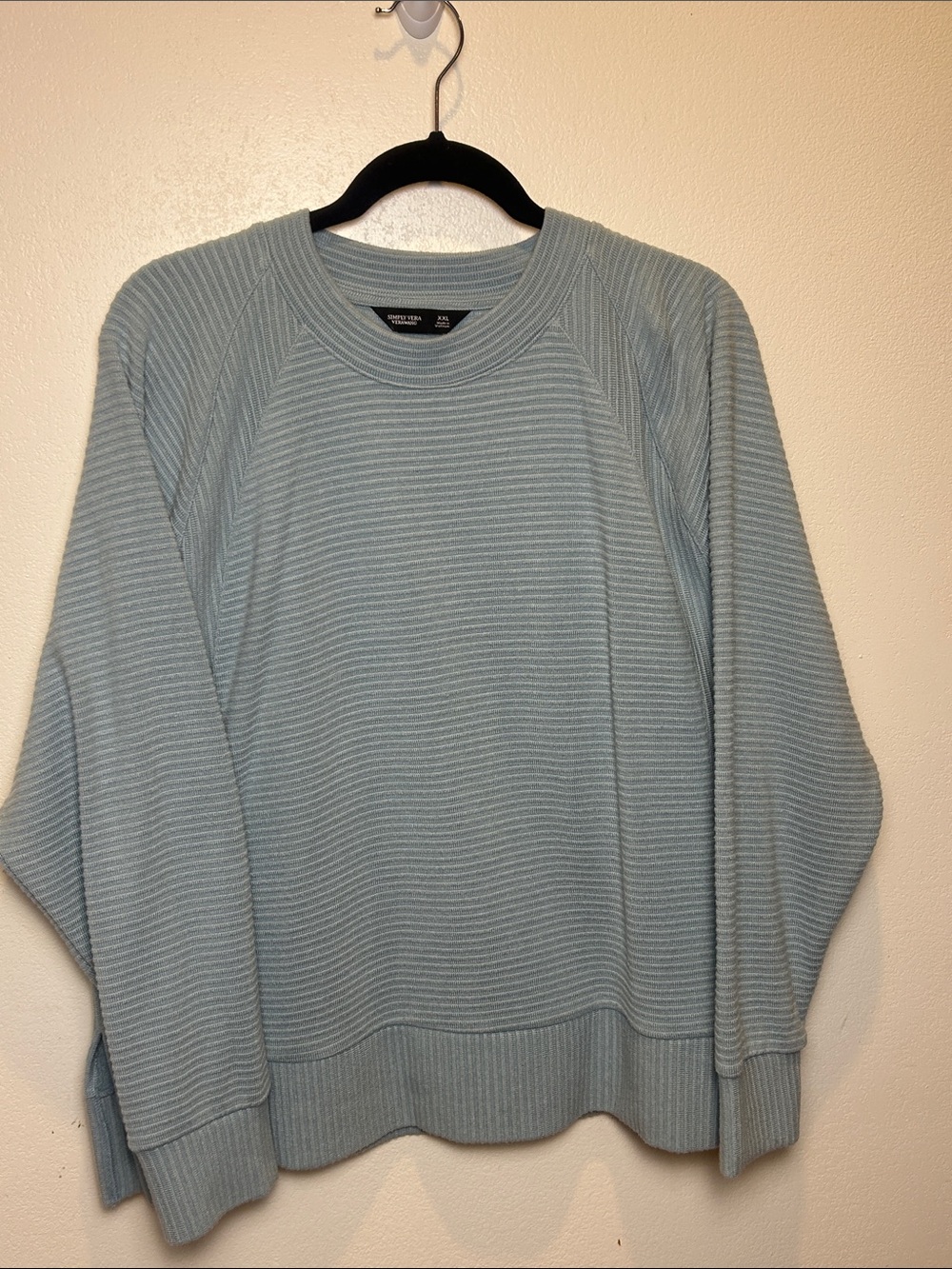 Simply Vera Vera Wang Blue Textured Ribbed Pullover Sweater XXL